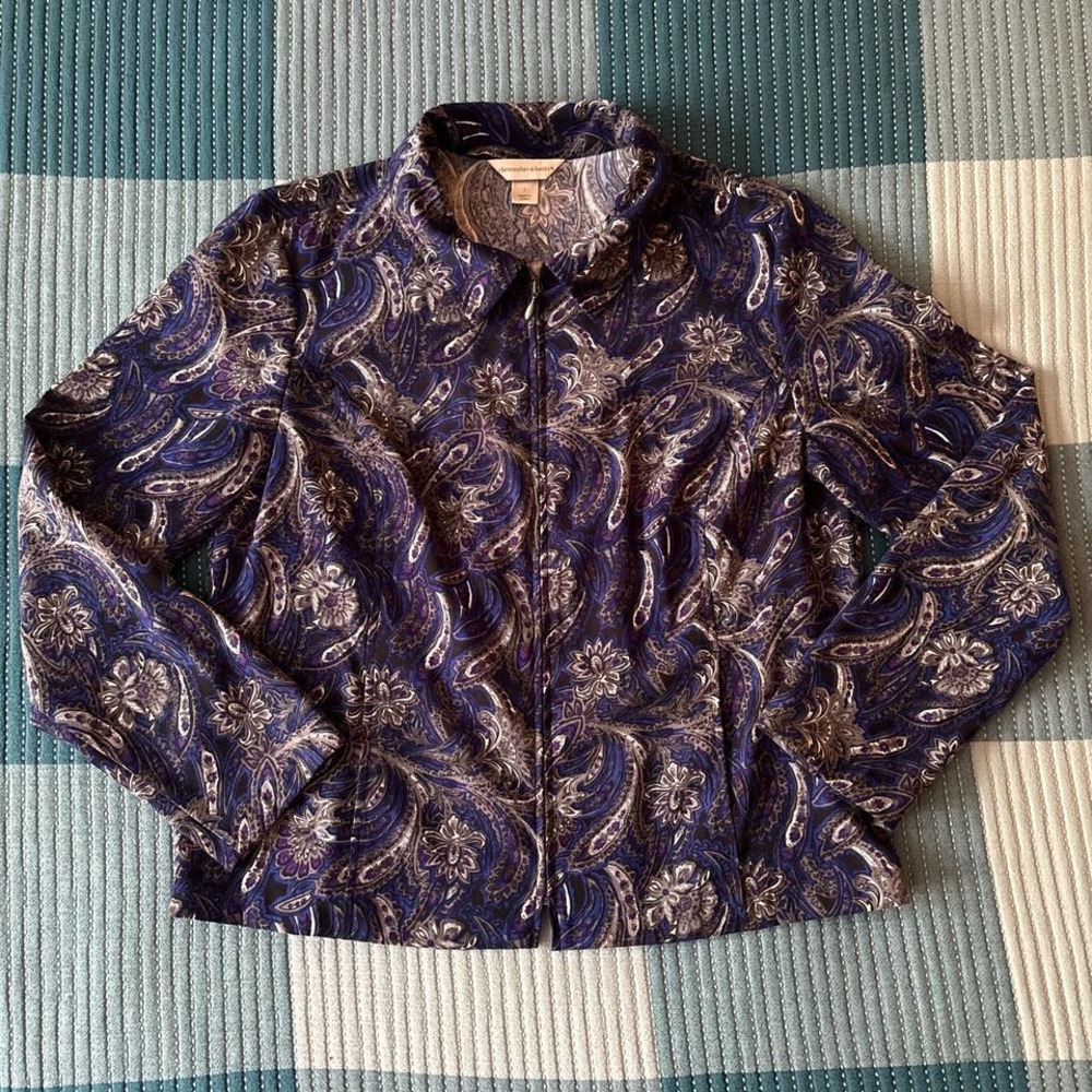 Christopher & Banks zip-up jacket with a stunning paisley floral print
